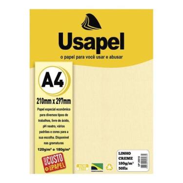 Imagem de Papel linho a4 180g c/ 50 folhas cor creme - usapel