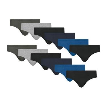 Imagem de Kit Com 12 Cuecas Lisa Slip Tradicional Básica Adulto Algodão Cotton -