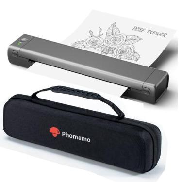 Imagem de Impressora portátil Phomemo M08F sem tinta Bluetooth cinza com estojo