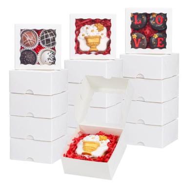 Imagem de Caixas de padaria TEMLQPACK 50 unidades com janela 8.2x8.2x3.8cm