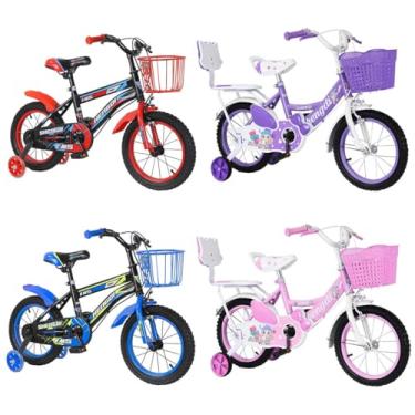 Imagem de Bicicleta Infantil Aro 14 Quadro Adesivado Rodas De Descanso (Azul)