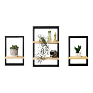Imagem de Kit 3 Prateleiras Quadro Nicho Flutuante Decorativa de Parede - 1un 40x60cm e 2un 30x45cm Cor:COLORIDO;Tamanho:ÚNICO
