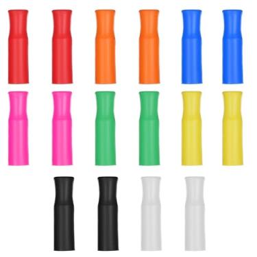 Imagem de 16 pontas de canudo de silicone, pontas de silicone para canudos de metal, ponta de canudo reutilizável para canudos de aço inoxidável e vidro de 0,32" (8 mm) de diâmetro