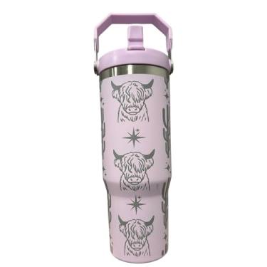 Imagem de Silva lining designing Copo de vaca com alça de 850 g Garrafa de água isolada ocidental de volta às aulas (Lilás (64) - vaca Highland (R))