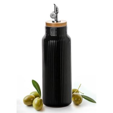 Imagem de Nucookery Frasco dispensador de azeite de oliva de cerâmica de 590 ml para spray de cozinha, recipiente de óleo de cozinha de grande capacidade para armazenamento de vinagre, molho de soja, xarope de