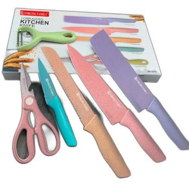 Imagem de Kit Colorido De Facas Chef E Churrasco Variedade De 6 Peças - Laurus