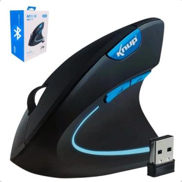 Imagem de Mouse Gamer Vertical Sem Fio Ergonômico Recarregável, Conexão USB 2.4G + Bluetooth, Ajuste de DPI, Cor Preta
