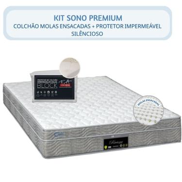 Imagem de Kit Colchão Queen Riviera Molas Ensacadas 158x198x25 + Protetor Fa Block Impermeável - Confortável - Macio