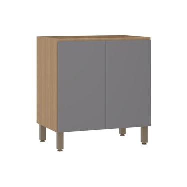 Imagem de Balcão De Cozinha 80cm 2 Portas Sem Tampo Slim Luciane Móvei Freijó/cinza Puro