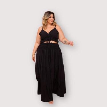 Imagem de Vestido Plus Size Longo Estampado Aberto na Cintura 0661 - Bellucy Mod