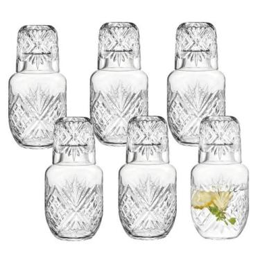 Imagem de Kit 6 Moringa De Vidro 500ml Com Copo De 145ml Para Água Whisky - CLIC