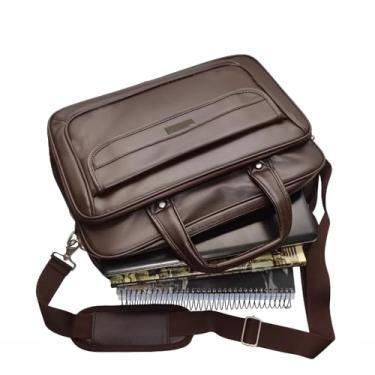 Imagem de Pasta Executiva Masculina em Couro Impermeável, Maleta de Mão com Múltiplos Compartimentos e Design Sofisticado: Ideal para Advogados, Médicos e Professores em Busca de Estilo e Praticidade (Marrom)