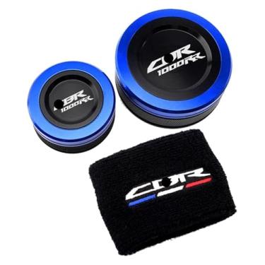 Imagem de BYYINGSUS Compatível com CBR1000RR CBR1000 RR CBR 1000 RR 2004-2019 Acessórios de motocicleta tampas de reservatório de fluido de freio dianteiro traseiro tampas e meia (combinação azul)