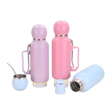 Imagem de Kit Chimarrão | Garrafa Térmica Chimarrão 1300ml com Bomba Inox | Kit Tereré Estilo Bola de Futebol | Aço Inox | Bebidas Quentes e Frias | Cores Variadas (AZUL)