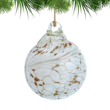 Imagem de Bolas de vidro soprado à mão para pendurar no jardim, bolas da amizade, enfeites de bola de Natal para decoração de árvore de Natal (branca)