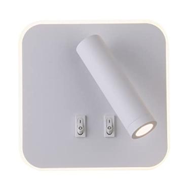 Imagem de Luminária de parede LED 330° ajustável para leitura, luminária de parede moderna e minimalista, luminária de parede quadrada giratória, luminárias de cabeceira para sala de estar, quarto (br