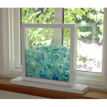 Imagem de Mouparfulu Vidro marinho para artesanato - Peças de vidro marinho fosco de 340 g - Enchimento de vaso e ornamento de aquário, suprimentos de artesanato DIY para arte, casamentos na praia e decoração