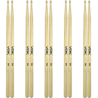 Imagem de Kit Pares de Baquetas Ponta de Madeira Maple Voik 5A, 5