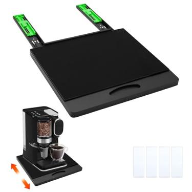 Imagem de MinBoo Deslizador de eletrodomésticos de bambu, bandeja deslizante para cafeteira, bandeja de enrolar eletrodomésticos de bancada de cozinha, desliza facilmente sob o armário, preto - médio (35,5 cm L