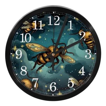 Imagem de LILINWAN Relógio de parede 24 cm sem tique-taque silencioso operado por bateria relógio de parede redondo moderno estilo simples decoração relógio para escritório/escola/quarto/sala de estar