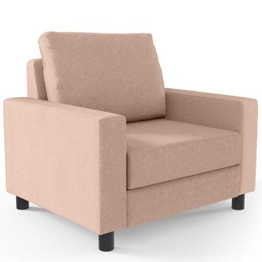 Imagem de Poltrona Decorativa Para Sala De Estar E Recepção Malta L02 Linho Rosê - Lyam Decor