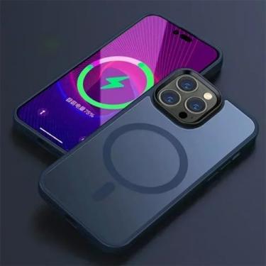 Imagem de Capa de titânio para iphone 15 14 13 12 11 pro max plus fosco translúcido magnético ultrafino capa, azul safira, para iphone 11 promax