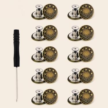 Imagem de 20 peças de jeans sem costura, botões de liga metálica, sem pregos, cintura removível, tamanho ajustável, crachá de orelha de trigo de cobre