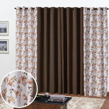 Imagem de Cortina Estampada Florata Floral Mista 2,00 Largura x 1,70 Altura Sala