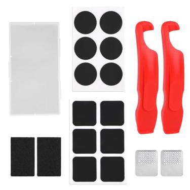 Imagem de 20 Peças Kit de Reparo Pneus Bicicleta, Kits Remendo para Furos em Câmaras Ar Inclui 12 Remendos para Pneus Lâmina Lixa Alavanca de Pneu e Lixa Bicicletas Montanha e Estrada