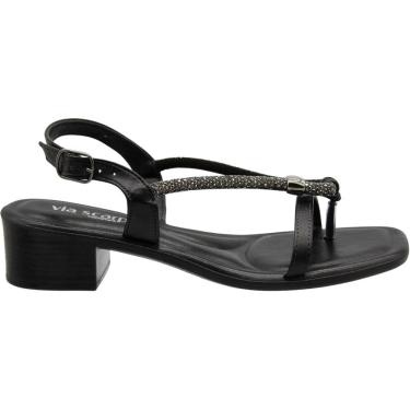 Imagem de Sandália Salto Baixo Via Scarpa Strass Caviar Feminina