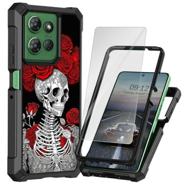 Imagem de BEOTIWAD Capa para Motorola Moto G Stylus 5G 2025 com protetor de tela de camada dupla resistente à prova de choque PC rígido + capa de proteção de TPU macio para Moto G Stylus 5G 2025, caveiras