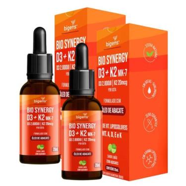 Imagem de 2x Bio Synergy Vitamina D3 + K2 Mk7 Bigens Limão 20ml, Limão