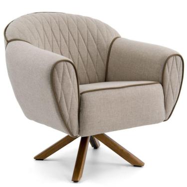 Imagem de Poltrona Base Giratória De Madeira Nina Tressê Bege