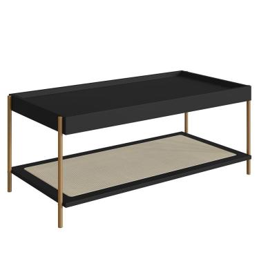 Imagem de Mesa De Centro Para Sala Pé Metal Arlo A10 Nero-dourado - Mpozenato
