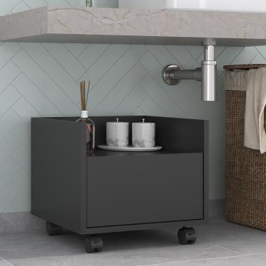 Imagem de Gabinete Armário Banheiro 40 Cm Com Rodízios Multimóveis Mp5035 Preto