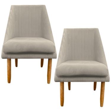 Imagem de Kit 02 Cadeiras Para Sala De Jantar Ana Pés Palito Suede Bege D'classe Decor