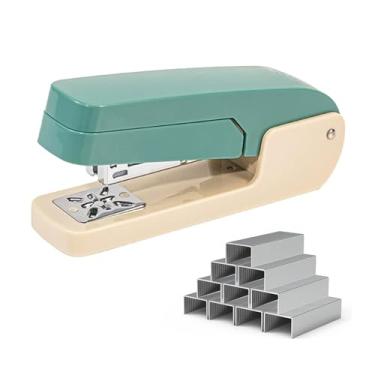 Imagem de Grampeador de mesa de escritório giratório de 360° com 1000 grampos padrão de 2,5 cm, grampeador compacto pequeno com braço oscilante para capacidade de 25 folhas, livreto, documento, encadernação de