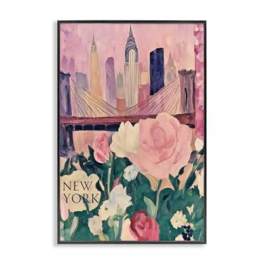 Imagem de Stupell Industries Arte giclée emoldurada branca da paisagem urbana da primavera de Nova York, design de Annabelle Hall, 76 x 50 cm