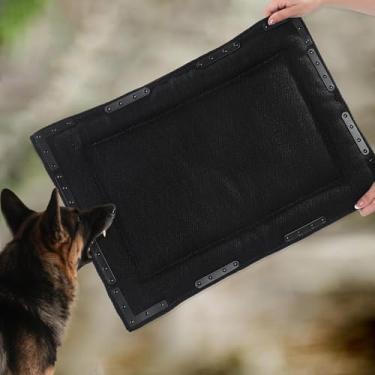 Imagem de HOMBYS Cama para cachorro indestrutível à prova de mastigação com 20 rebites de metal – Tapete de canil ultra durável de 2 cm de espessura para mastigadores agressivos e filhotes de dentição, cama