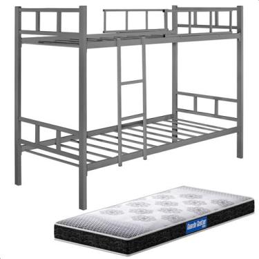 Imagem de Beliche Mônaco Solteiro de Aço Galvanizado Cinza + Colchão D20 Probel 