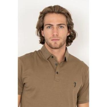 Imagem de Camisa Polo Aleatory Lisa Algodão Pima Bege Escuro-Masculino