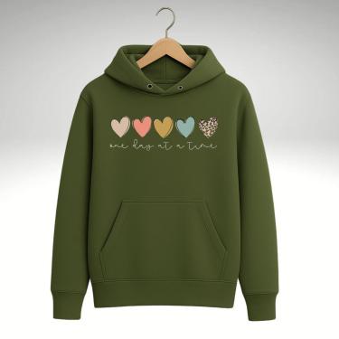 Imagem de Blusa de Moletom Feminino Canguru Estampado Coração Moderno-Feminino