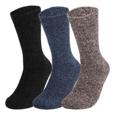 Imagem de Kit 3 Meias Felpuda Termica Forrada Quente Macia Frio Intenso - Meia F