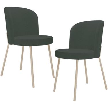 Imagem de Kit 02 Cadeiras Para Sala De Jantar Cozinha Estofada Gavi Arena L02 Linho Verde Musgo - Lyam Decor