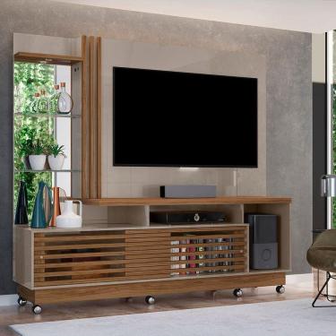 Imagem de Estante De Tv 60 Pol 200cm Com Rodízio Sala De Estar Lumari Fendi- M20 - D`rossi