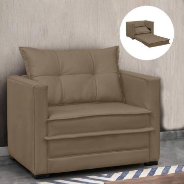 Imagem de Poltrona Cama Retrátil Solteiro Milenni Veludo Marrom Rato B03 - D`rossi