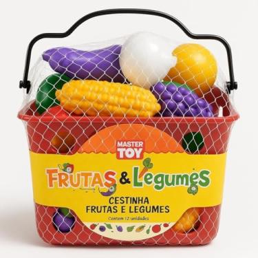 Imagem de Brinquedo Infantil Cestinha de Frutas e Legumes, Plástico PEAD, Vermelho, 19x15x7.5cm, Estimula Criatividade e Aprendizado, Acima de 3 Anos