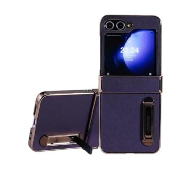 Imagem de Capa com dobradiça eletrogalvanizada para Samsung Galaxy Z Flip 6 5 4 3 5g, capa protetora elegante com suporte (para Z Flip 6/Roxo)