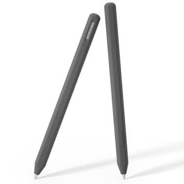 Imagem de Capa de silicone para Samsung Galaxy Tab S11/S11 Ultra S Pen 2025, capa protetora com design integrado, suporte antiderrapante para Galaxy Tab S11/S11 Ultra S Pen (cinza escuro)