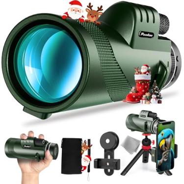 Imagem de Telescópio monocular 40 x 60 com suporte para smartphone e tripé, monóculos compactos de prisma BAK4 de alta potência para adultos e crianças, mira monocular HD para observação de pássaros,